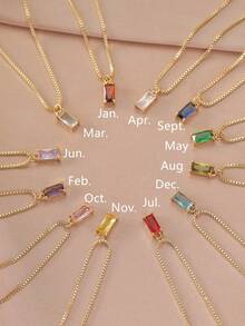 1pc Custom Birthstone Necklace, Zirconia Tear-Drop, Heart Square Gemstone Personalized Birthday Gift, Mom Gift, Best Friend Gift - Love 1 - View 19