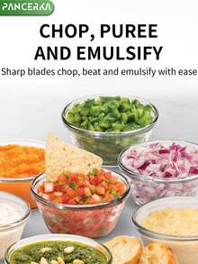 Picadora de verduras eléctrica PANCERKA, procesador de alimentos, picadora de alimentos eléctrica, licuadoras para la cocina y procesador de alimentos para bebés, 1,5 taza de batidora, para cortar en dados, picar y hacer puré, negro (enchufe UE) - Enchufe EU Tipo C(220-240V) - Ver 6