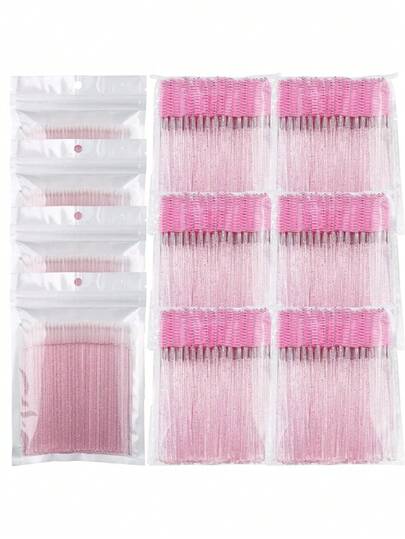 Pink & Black Crystal Handle Cotton Swabs + Crystal Eyelash Extension Brush, Makeup (Minimalist Packaging) - (Crystal Pink & Black), Makeup Brush Set, Makeup Brush Set, Makeup Brush Kit, Complete Makeup Brush Set, Makeup Brush Set, Complete Makeup Tool Set, Makeup Brush Set, Makeup Brush Set, Makeup Gift Set