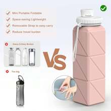 Collapsible Water Bottles, Portable Lightweight Reusable Leak-Proof  Silicone Foldable Water Bottle For Travel Hiking Camping Gym Outdoor Activities Sports,Detachable For Dishwasher,9744248