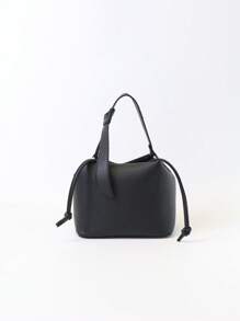 2025 Spring/Summer New Women's Crossbody Bag, Fashion Handbag With High-End Vibe, Versatile Summer Bucket Bag, Minimalist Large Capacity Commuter Shoulder Tote - Black - View 7