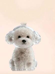 1个狗狗造型亚克力毛发收纳盒钥匙扣 - 可爱卡通小狗设计，黑白波点图案，可用于宠物美容、DIY宠物毛发整理、美容配件，趣味设计，钥匙扣配件，汽车配件，哥特风Y2K圣诞礼物，包包挂饰，汽车配件，送给老师、朋友、姐妹的礼物创意