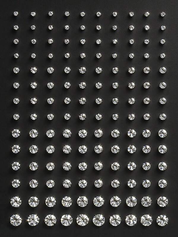140pcs/40pcs/20pcs Fashion Boxed Rhinestone Men's Earring Set, Suitable For Daily Wear, Holiday Gifts, Simple Jewelry