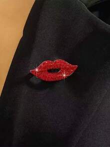 Wholesale Sexy Red Lip Brooch, Fashion Full Rhinestone Lip Decor Brooch Pin, Factory Direct Supply