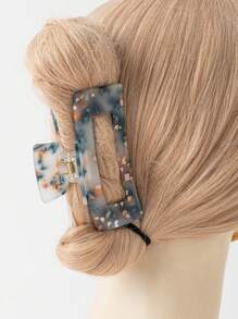 1pc Women's Marble Texture Square Hollow Colorful Hair Claw Clip, Daily Hairstyle Accessory Hair Accessories