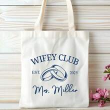 Customized Wife Club Tote Bag, Women's Tote Bag, Wife Gift, Honeymoon Tote Bag, Newlywed Gift, Newlywed Couple Gift, Newlywed Wife Gift, Wedding Gift - Multicolor - View 5