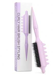 Curl Defining Brush For Curly & Wavy Hair – Styling Detangling Comb With Pointed Tail, Anti-Frizz, Smooth & Volumizing Hair Tool, Perfect For Salon Or Home Use, Brush, Wooden Comb, Hair Brush Comb, Barber, Brush, Slick Back Brushes, Brush Hair Comb Hair, Curly Hair Brush, Detangling Brush, Ball Brush, Hair Comb, Christmas, Barbershop, Hairdressing - Multicolor - View 8