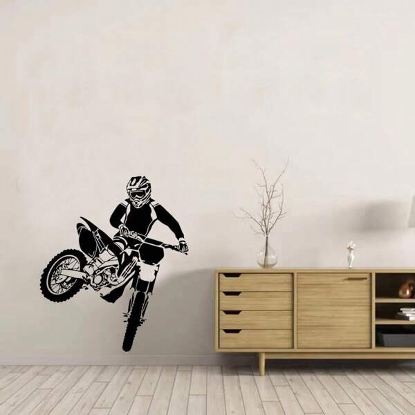 1PC Motorcycle Stickers/Waterproof Vinyl Stickers/DIY Wall Stickers/Off Road Motorcycle Decoration/Gym Sports Wallpaper/Boys' Room Decoration/Racing Themed Home Decoration/Removable Wall Stickers