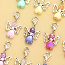 10/20pcs Assorted Colorful Heart Angel With Lobster Clasp Pendant, Suitable For DIY Bracelet, Necklace, Bag, Keychain, Jewelry Accessories - Multicolor-with Lobster Clasp - View 2