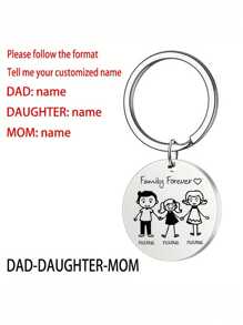 1Pc Personalized Stainless Steel Family Name Keychain,Custom Round Pendant With "Family Forever" Design, Engraved Name Option For Loved Ones, Simple Style Gift For Families,For Man Women Customized Names Round Pendant Keychain Pet Accessories Gift Stainless Steel Jewelry Couple Gifts,Customized Valentine's Day Gifts, Birthday Gifts, Anniversary Gifts