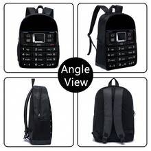 3PCS School Bag, Cell Phone Pattern, Book Bag, 17" Backpack, Lunch Bag, Pen Pouch - Multicolor - View 5
