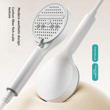 3pcs/Set Fish Scale Patterned High Pressure Shower Head Kit - ABS Large Panel 5-Setting Adjustable + 1.5m Hose + No-Drill Bracket | Home Bathroom Hot Water Heater Showerhead | Hotel & Homestay Grade Quality - Multicolor - View 4