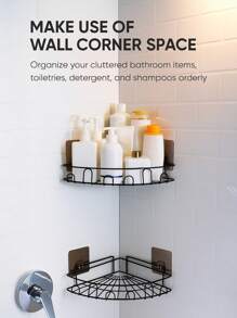Półka łazienkowa bez dziurkacza, wielofunkcyjna półka łazienkowa w kształcie trójkąta, wielowarstwowa półka ścienna do przechowywania przedmiotów toaletowych, dostępna w dwóch stylach i dwóch kolorach
