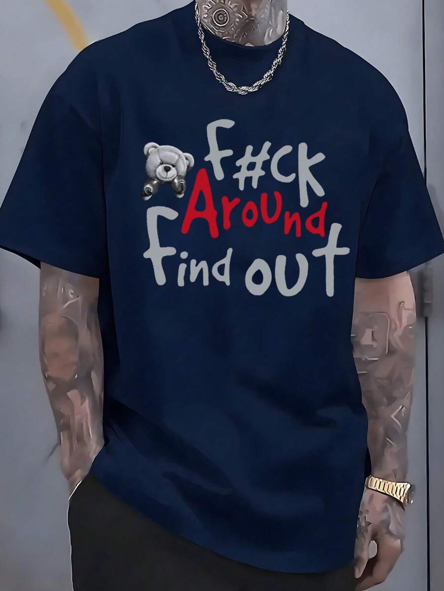 Couples, Gifts, Men's Tops, Women's Tops Fashionable Pattern Men's T-Shirts, Large Size T-Shirts, Cotton, Skin-Friendly And Comfortable, Suitable For Sports And Going Out, Suitable For Home, Can Be Used As Several Pieces Of Clothing, American Retro Street Style, Suitable For Summer, Gifts For People, Holiday Gifts