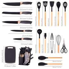 19pcs Kitchen Utensil & Knife Set – Midnight Gold Edition, Luxury Non-Stick Kitchen Utensil Set - Black - View 3