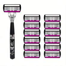 Manual Precision Shaver With Interchangeable Blades - Ultra Smooth Shaving, Ergonomic Anti Slip Handle And High-Quality Metal Blades, Suitable For Ten Occasions, Perfect For Men/Women Hair Removal, Suitable For Sensitive Populations - Perfect For Beard And Hair Removal, Perfect Holiday Gift - Purple - View 9