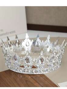 1Pc Rhinestone Baroque Pageant Crowns Cake Decorations Queen Princess Tiara Sparkling Headpieces Crystal Cake Topper - Multicolor - View 16