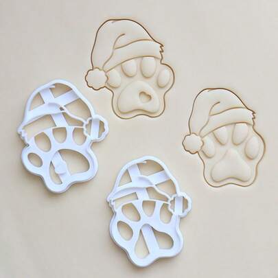1PC Christmas Cartoon Paw Mold–Plastic Biscuit Mold For Baking,Cookie Cutters And Fondant Cutter And Clay Cutter, DIY Holiday Gingerbread & Sugar Cookie – Christmas Decor, Practical Christmas Gifts.