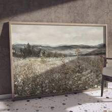 1 Pc Canvas Painting,Painting, Frame, Landscape, Meadow, Flowers, Mountains, Desk, Laptop, Plant,Wood Framed Painting (1) Thickness 2.5 Cm/ 1 Inch-Home Decoration For All Occasions,Ideal New Year, Valentine's Day,Thanksgiving,Easter,Christmas Gift,Room Decoration Aesthetic,Wall Decoration Art,Perfect Gift,Autumn And Winter Wall Decoration,Living Room Decoration, Bedroom Decoration, Kitchen Decoration, Entry Decoration, Bathroom Decoration, Direct Wall Painting, High Quality Wall Painting Poster,Modern Home Decoration Stretched And Framed Ready To Hang