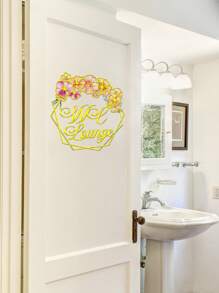 1 件 PVC 门贴，花朵和字母图形门装饰自粘贴纸，适用于厕所、贴纸、墙贴花、乙烯基贴花，用于家居装饰、春季装饰品让您的家焕然一新、Rama 装饰贴纸礼物生日毕业