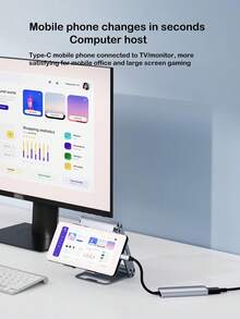 四合一 Type-C 转 HDTV 4K、USB3.0/2.0 PD 100W 扩展坞、多功能扩展集线器 - 灰色 - 查看 10