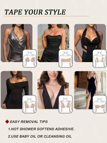 1 Rolo de Fita Levantadora de Seios - Fita Adesiva Invisível para Levantar o Busto, Tecido Respirável e Elástico, Fita Adesiva de Sutiã para Vestidos Sem Alças e Costas Nuas, Tamanhos A-G, Fita Levantadora de Peito Reutilizável