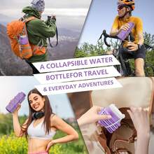 2pcs 610ml Collapsible Water Bottles Upgrade Foldable Water Bottle  Reusable Lightweight LeakProof Silicone Water Bottles 20.6oz For Travel Gym Hiking Office Camping Sport,9744246 - 紫色 - 查看 11