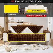 1pc Creamy Plush Rabbit Sofa Cushion, Thick Anti-Slip Sofa Cover, Suitable For Home Living Room Bedroom Office, All Seasons - Coffee Brown - View 16