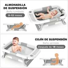 Bañera Plegable para Bebe con Demuestre Temperatura, Tina de Baño para Bebe con Cojin para Bañar, Bañera para Bebe para Baño en Casa, Bañera Multiusos para Bañarse,Lavar La Ropa