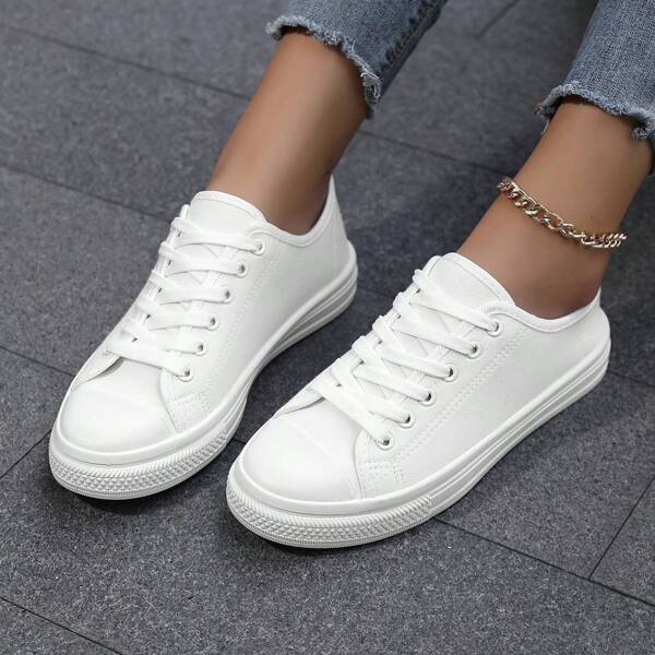 Zapatillas deportivas transpirables para mujer, zapatos casuales con cordones ligeros en múltiples colores aptos para todas las estaciones, diseño cómodo de punta redonda