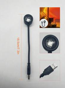 1PC迷你创意USB日落灯，体验日落灯光的神奇氛围。壁挂式投影灯 - 7种颜色和13种模式可选，适用于家居装饰和节日照明 - 黑色 - 查看 10