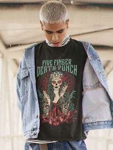 Five Finger Death Punch | Official Band T-Shirt | Lady Muerta | SHIPPED IN 24 HOURS - Black - View 3