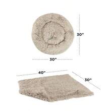 Bundle Set The Original Calming Shag Donut Cuddler Cat And Dog Bed + Pet Throw Blanket Taupe Medium 30x30 - 灰褐色+中等 - 查看 4