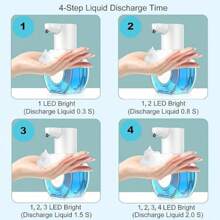 420ml Large Capacity Contactless Rechargeable Smart Automatic Soap Dispenser, Wall-Mounted Foam Hand Wash Liquid Dispenser, Electric Kitchen Dish Soap Machine, Transparent Visible Water Tank, IPX5 Waterproof Body, Long-Lasting Battery, 4 Adjustable Modes, Suitable For Kitchen, Bathroom, Hospital, Hotel, School, Airport, Ideal Christmas Or Halloween Gift