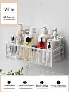 [Estantería de almacenamiento] Estantería de ducha montada en la pared - Estantería de malla metálica sin clavos - Cesta colgante de pared - Organizador de maquillaje - Estantería de exhibición de belleza - Almacenamiento y organización de artículos de tocador - Accesorios de baño - Accesorios de almacenamiento multifuncionales para habitaciones diarias, baños, oficinas - Decoración de baño - Decoración del hogar - Regalos de decoración navideña - Multicolor - Ver 7