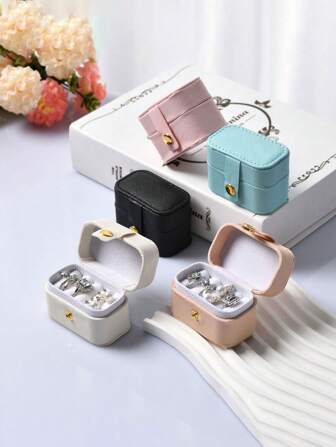 1pc, Mini PU Leather Ring Box, Portable Jewelry Display Box, Jewelry Storage Box, Ring Earring Storage Box, Elegant Jewelry Display Packaging Box, Acrylic Ring Box, Ring, Pendant, Earring, Fashionable Women's Gift, Travel Essential, Valentine's Day Gift, Father's Day Gift, National Day Gift Suitable For Girls And Women's Gifts.