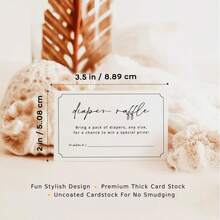 50 قسيمة يانصيب حفلة الحفاضات لحفلة استقبال المولود، بطاقات يانصيب حفاضات بيضاء، لعبة ممتعة لحفلة استقبال المولود للبنت أو الولد، محايدة الجنس، بسيطة