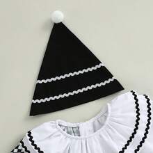 0-5 Years Kids Toddler Baby Boy Girl Clown Costume Halloween Outfits Contrast Color Long Sleeve Jumpsuit And Hat 2Pcs Clothes Set Funny Clown Dress Up Cosplay Costume - 白色 - 查看 4