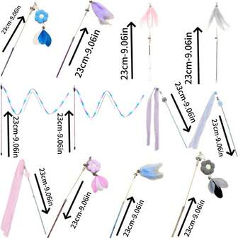 5pcs Cat Toys Assorted 12 Colors Cat Wands With Feather, Bell, Durable Scratch Resistant Pet Toys, Cat Teaser Wands, Fairy Wands, Self-Entertaining Bells & Feathers, Long Stick, Bite Resistant Pet Supplies