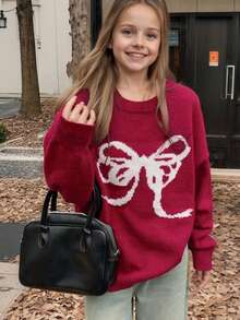 1pc Girls Casual Thick Pullover Sweater, Comfortable Student Knitwear For Autumn/Winter - Soft & Cozy Solid Color Sweater, Perfect For Warm Days And Cold Nights