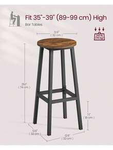 Bar Stools Set Of 2, Kitchen Stools, Bar Chairs With Metal Frame And Footrest, Easy To Assemble, 74 Cm High, For Kitchen, Living Room, Dining Room - Rust Brown - View 5