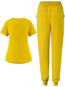Scrubs Uniform, Women Athletic Uniform Suit With Pockets, Breathable Nurse Workwear Set