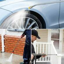 10PCS Power Washer Extension Wand Gutter Cleaner Attachment Stainless Steel Power Cleaning Device Curved Rod - 白色 - 查看 7