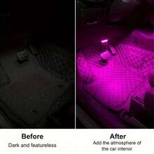 CyberDyer 2 szt. bezprzewodowe oświetlenie wewnętrzne LED do samochodu, 2 kolory oświetlenia wewnętrznego z 6 jasnymi koralikami LED, przenośna, ładowalna przez USB, dotykowa lampka nocna LED do wnętrza samochodu, dekoracja, akcesoria samochodowe, regały, szafki nocne, szafy