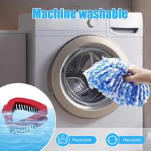 3 Pack Spin Mop Replacements Head Compatible For Oceda RinseClean 2-Tank System,Microfiber Spin Mop Refills Head,1 Mop Scrub Brush + 1 Mop Base + 3 Pack Cleaning Floor Mop Head - 藍白 - 查看 8