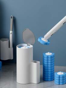 1个一次性马桶刷/替换刷头，一次性马桶清洁系统，带可替换刷头，香氛清洁刷头，带收纳盒，夏季清洁必备，适用于浴室、卫生间、厨房、宿舍、返校用品