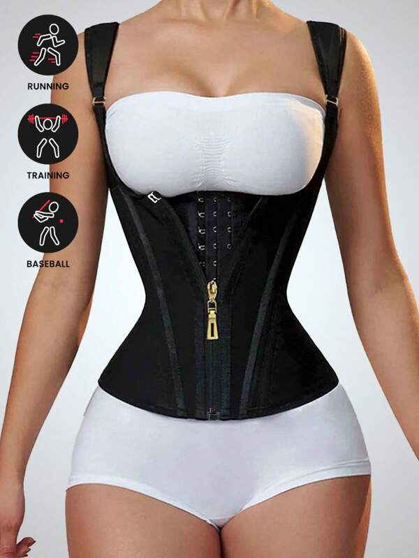 1PC Latex Sports Waist Trainer Corset Vest Zipper Tummy Control Shapewear Breathable Waist Cincher For Women Body Shaper Sport Girdle Adjustable Belt