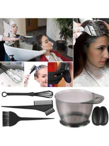 染发刷碗六件套（含耳罩），包含染发搅拌器、染发涂抹器、美发造型配件、染发刷碗套装、染发刷、染发碗、带刷子的染发梳、染发套装，适用于染发、漂白、染发梳涂抹器、专业沙龙及家庭使用的精准染发刷碗套装、返校季、吹风机、头发、配件、美发产品、美发工具、美发用品、护发、卷发梳、理发师、理发师配件、美发设备、旅行必备、旅行必备、发型、美发、头发、旅行、美发产品、美发工具、美发用品、理发师、理发师配件、理发店、美发设备