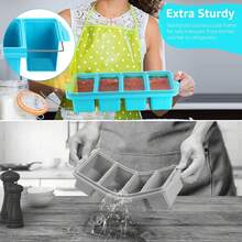 Silicone Freezer Tray With Lid - Silicone Freezer Food Molds- Large Ice Cube Tray,4-Pack Silicone Freezer Container,Freeze & Store Soup, Sauce, Broth,Leftovers - Makes 4 Perfect 1 Cup,9822114 - 酒紅色 - 查看 7