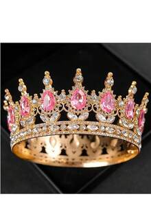 1Pc Rhinestone Baroque Pageant Crowns Cake Decorations Queen Princess Tiara Sparkling Headpieces Crystal Cake Topper - Multicolor - View 8